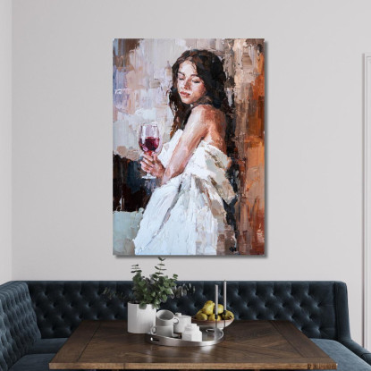 Quadro Donna Con Bicchiere Di Vino Rosso Fashion fsn26 quadro stampato su tela