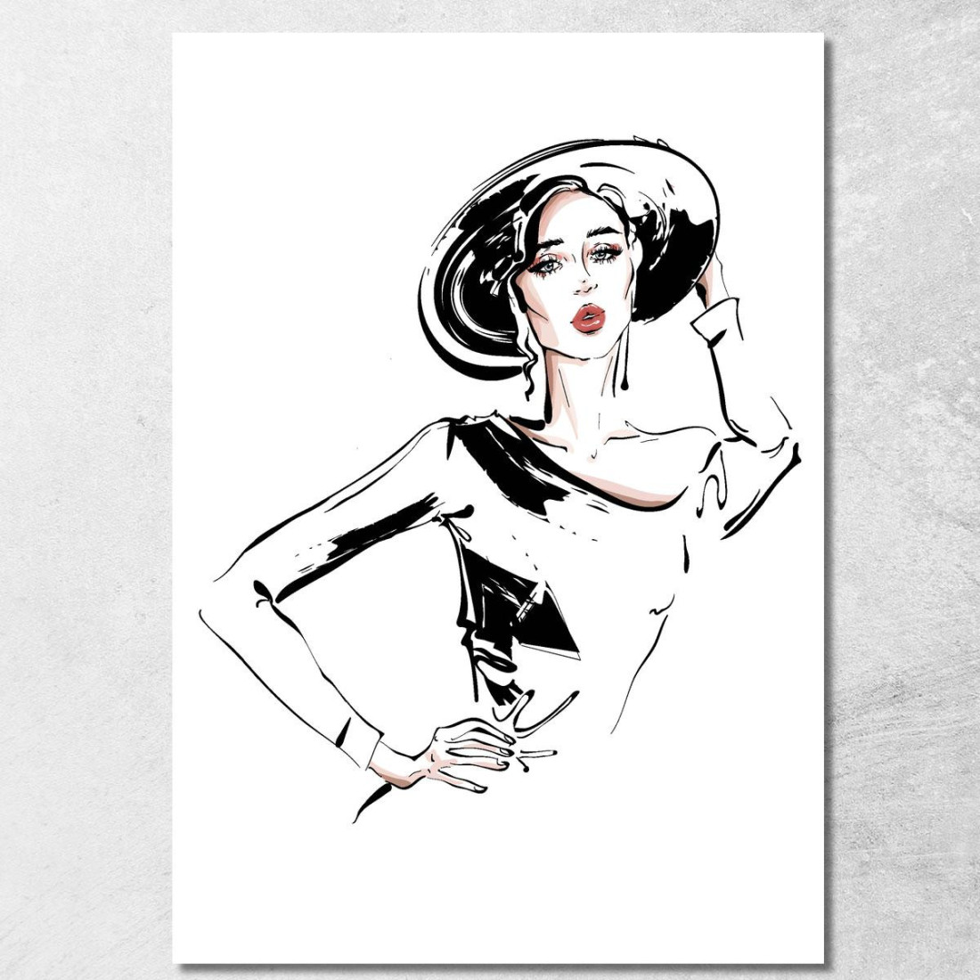 Quadro Donna Con Cappello Retrò Fashion fsn28 quadro stampato su tela Quadro Donna Con Cappello Retrò Fashion fsn28 quadro stampato su tela