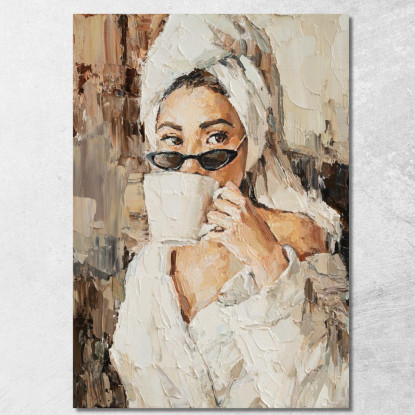 Quadro Donna Con Turbante Bianco E Occhiali Da Sole Fashion fsn31 quadro stampato su tela