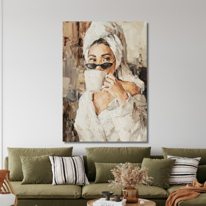 Quadro Donna Con Turbante Bianco E Occhiali Da Sole Fashion fsn31 quadro stampato su tela