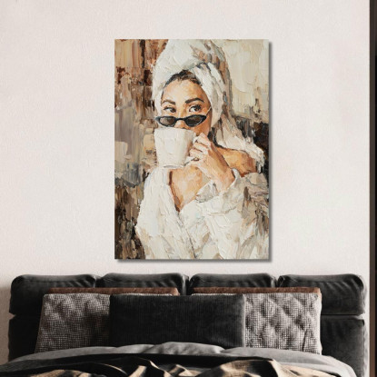 Quadro Donna Con Turbante Bianco E Occhiali Da Sole Fashion fsn31 quadro stampato su tela