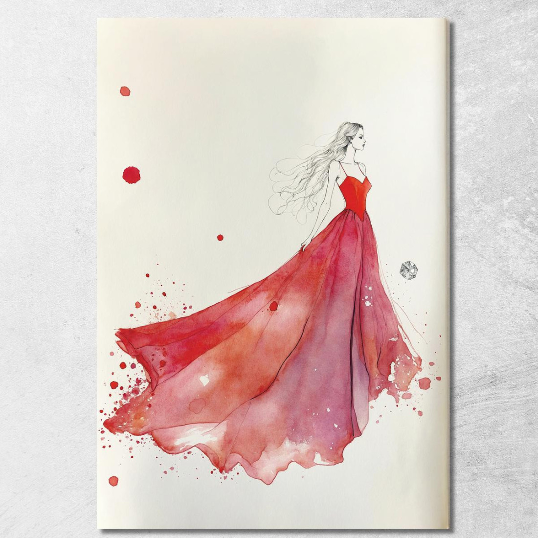 Quadro Donna Illustrazione Minimalista Abito Rosso Fashion fsn42 quadro stampato su tela Quadro Donna Illustrazione Minimalista Abito Rosso Fashion fsn42 quadro stampato su tela