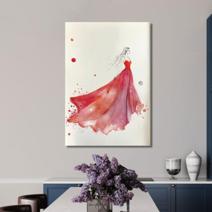 Quadro Donna Illustrazione Minimalista Abito Rosso Fashion fsn42 quadro stampato su tela