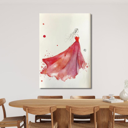 Quadro Donna Illustrazione Minimalista Abito Rosso Fashion fsn42 quadro stampato su tela