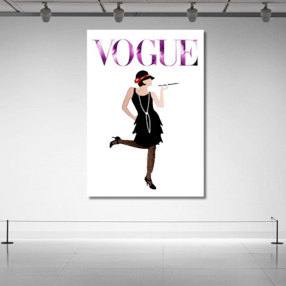 Quadro Donna In Abito Nero Stile Anni 20 Vogue Fashion fsn43 quadro stampato su tela