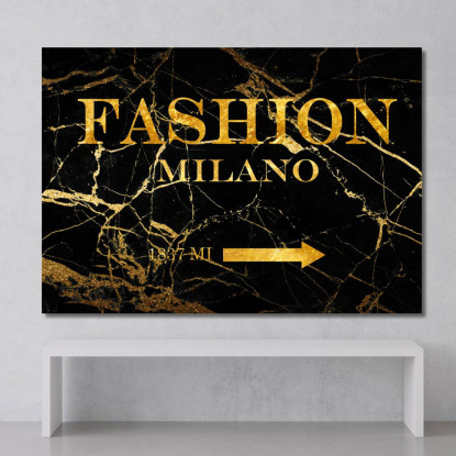 Quadro Fashion Milano Sfondo Marmo Nero E Oro Fashion fsn49 quadro stampato su tela