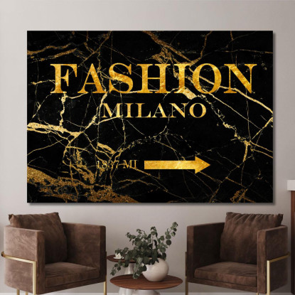 Quadro Fashion Milano Sfondo Marmo Nero E Oro Fashion fsn49 quadro stampato su tela