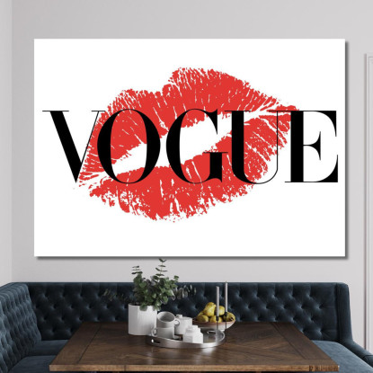 Quadro Illustrazione Labbra Rosse Vogue Fashion fsn52 quadro stampato su tela