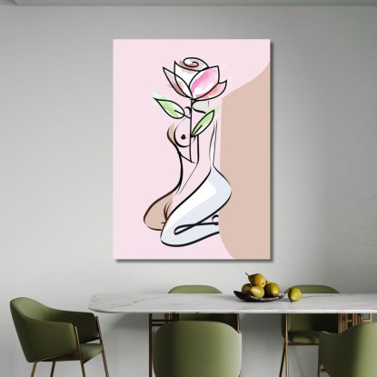 Quadro Minimalista Donna Fiore Rosa Fashion fsn57 quadro stampato su tela