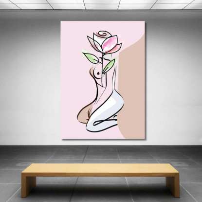 Quadro Minimalista Donna Fiore Rosa Fashion fsn57 quadro stampato su tela