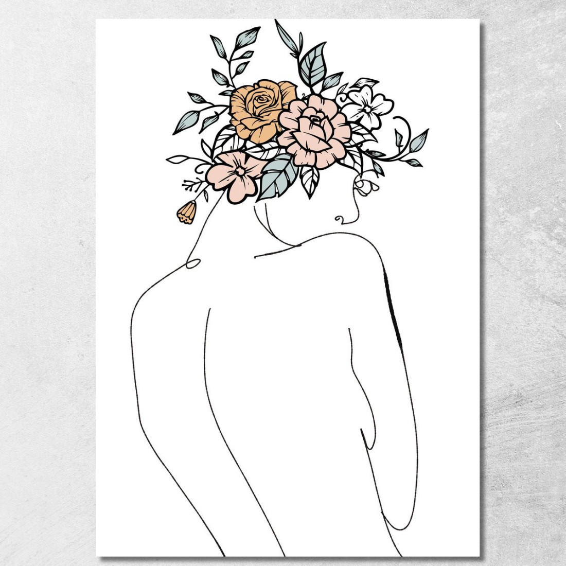 Quadro Minimalista Silhouette Donna Fiori Delicati Fashion fsn58 quadro stampato su tela Quadro Minimalista Silhouette Donna Fiori Delicati Fashion fsn58 quadro stampato su tela