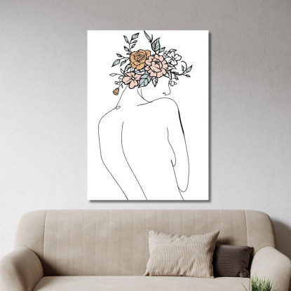 Quadro Minimalista Silhouette Donna Fiori Delicati Fashion fsn58 quadro stampato su tela