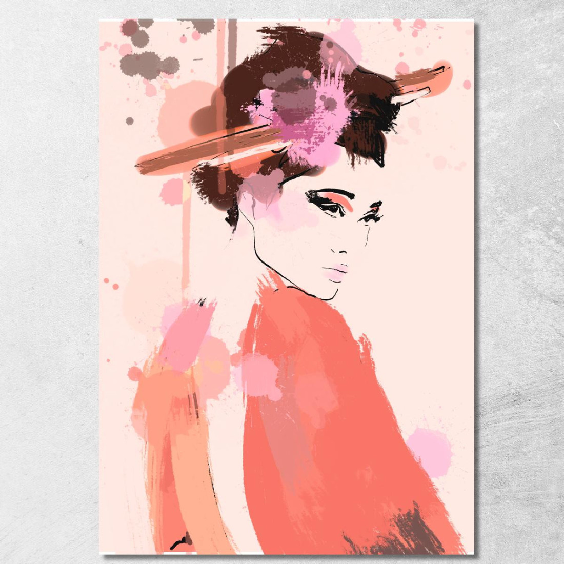 Quadro Ritratto Astratto Di Donna In Rosa E Nero Su Sfondo Chiaro Fashion fsn73 quadro stampato su tela Quadro Ritratto Astratto Di Donna In Rosa E Nero Su Sfondo Chiaro Fashion fsn73 quadro stampato su tela