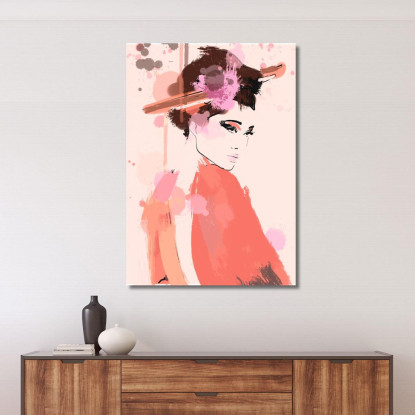 Quadro Ritratto Astratto Di Donna In Rosa E Nero Su Sfondo Chiaro Fashion fsn73 quadro stampato su tela