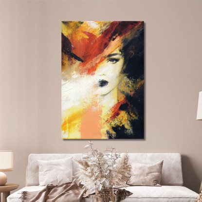 Quadro Ritratto Astratto Donna Colori Caldi Fashion fsn74 quadro stampato su tela