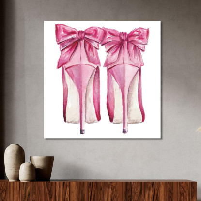 Quadro Scarpe Col Fiocco Rosa Fashion fsn85 quadro stampato su tela