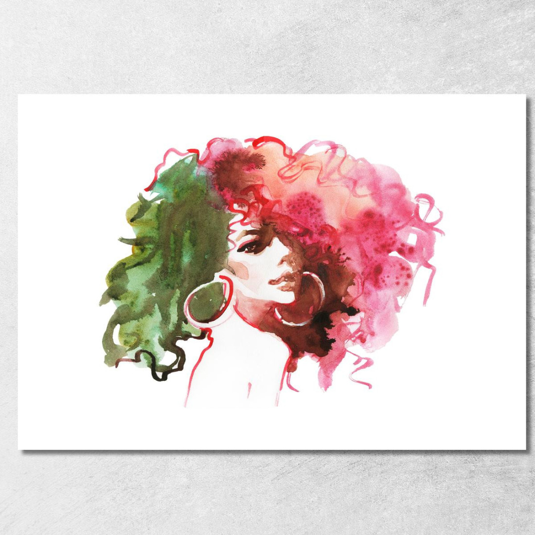 Quadro Volto Donna Dai Capelli Ricci Fashion fsn92 quadro stampato su tela