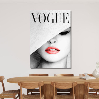 Quadro Volto Femminile Coperto Da Cappello Vogue Fashion fsn93 quadro stampato su tela