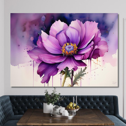 Quadro Acquerello Fiore Viola Quadro Moderno Fiori Astratti flp1 quadro stampato su tela