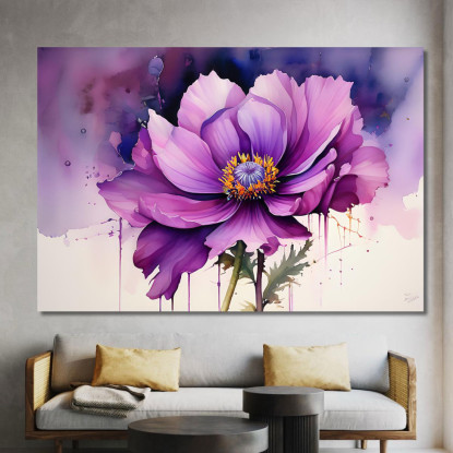 Quadro Acquerello Fiore Viola Quadro Moderno Fiori Astratti flp1 quadro stampato su tela