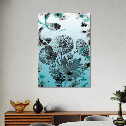 Quadro Crisantemi Astratto Vintage Quadro Moderno Fiori Astratti flp10 quadro stampato su tela