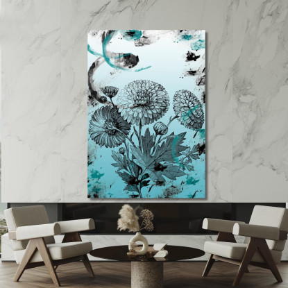 Quadro Crisantemi Astratto Vintage Quadro Moderno Fiori Astratti flp10 quadro stampato su tela