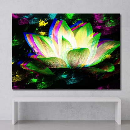 Quadro Fiore Loto Astratto Multicolore Quadro Moderno Fiori Astratti flp14 quadro stampato su tela