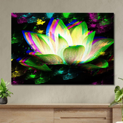 Quadro Fiore Loto Astratto Multicolore Quadro Moderno Fiori Astratti flp14 quadro stampato su tela