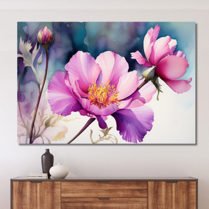 Quadro Fiore Viola Elegante Con Sfumature Pastello Quadro Moderno Fiori Astratti flp17 quadro stampato su tela