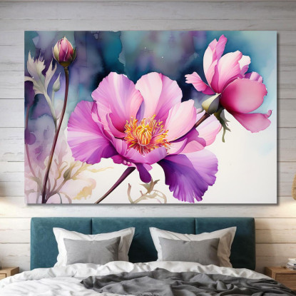 Quadro Fiore Viola Elegante Con Sfumature Pastello Quadro Moderno Fiori Astratti flp17 quadro stampato su tela