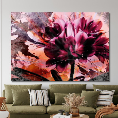 Quadro Fiori Astratti Rosa Sfumature Artistiche Quadro Moderno Fiori Astratti flp18 quadro stampato su tela