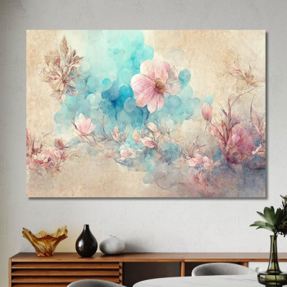 Quadro Fiori Rosa In Stile Acquerello Quadro Moderno Fiori Astratti flp22 quadro stampato su tela