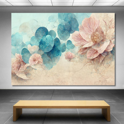 Quadro Fiori Sfumature Rosa E Celeste Quadro Moderno Fiori Astratti flp23 quadro stampato su tela