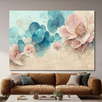 Quadro Fiori Sfumature Rosa E Celeste Quadro Moderno Fiori Astratti flp23 quadro stampato su tela