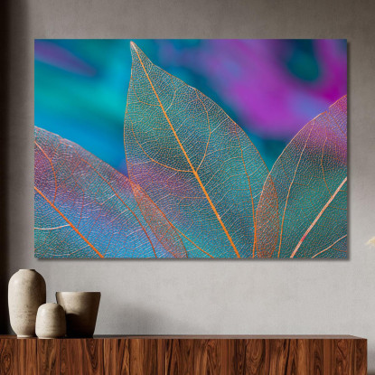 Quadro Foglie Trasparenti Neon Quadro Moderno Fiori Astratti flp24 quadro stampato su tela