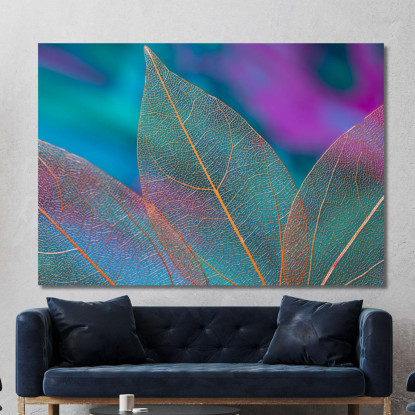 Quadro Foglie Trasparenti Neon Quadro Moderno Fiori Astratti flp24 quadro stampato su tela