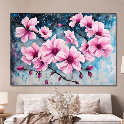 Quadro Magnolie Rosa Su Sfondo Astratto Quadro Moderno Fiori Astratti flp28 quadro stampato su tela