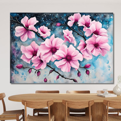 Quadro Magnolie Rosa Su Sfondo Astratto Quadro Moderno Fiori Astratti flp28 quadro stampato su tela