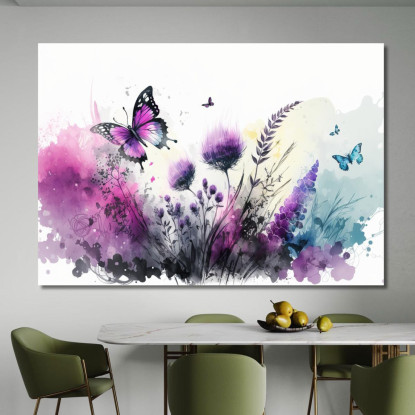 Quadro Minimalista Fiori Viola E Farfalle Quadro Moderno Fiori Astratti flp29 quadro stampato su tela