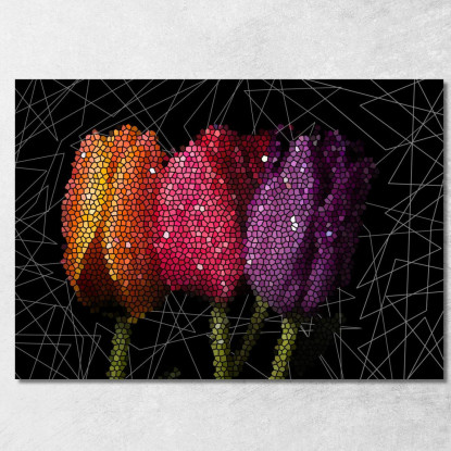 Quadro Mosaico Tulipani Astratti Quadro Moderno Fiori Astratti flp31 quadro stampato su tela