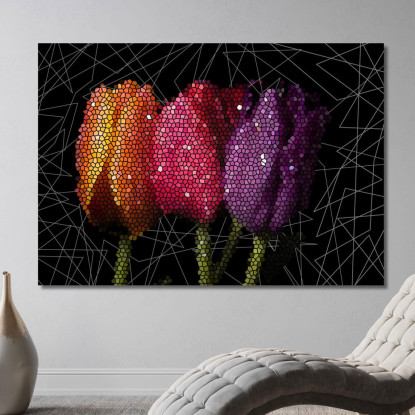 Quadro Mosaico Tulipani Astratti Quadro Moderno Fiori Astratti flp31 quadro stampato su tela