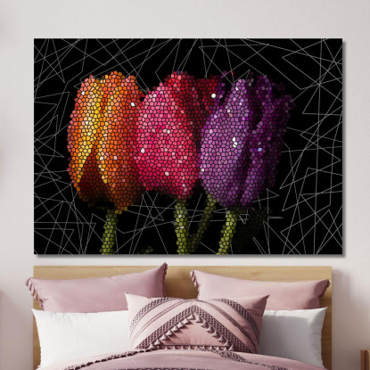 Quadro Mosaico Tulipani Astratti Quadro Moderno Fiori Astratti flp31 quadro stampato su tela