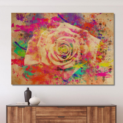 Quadro Rosa Astratta Multicolore Quadro Moderno Fiori Astratti flp37 quadro stampato su tela