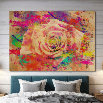 Quadro Rosa Astratta Multicolore Quadro Moderno Fiori Astratti flp37 quadro stampato su tela