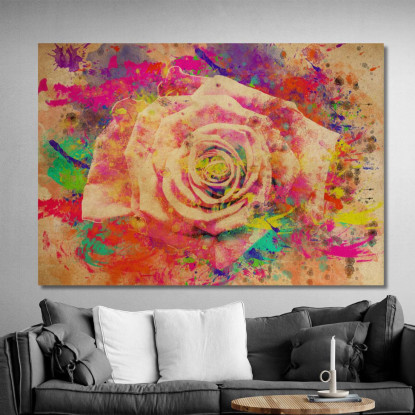 Quadro Rosa Astratta Multicolore Quadro Moderno Fiori Astratti flp37 quadro stampato su tela