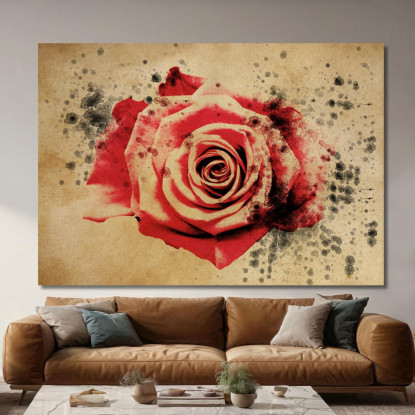 Quadro Rosa Rossa Vintage Quadro Moderno Fiori Astratti flp38 quadro stampato su tela