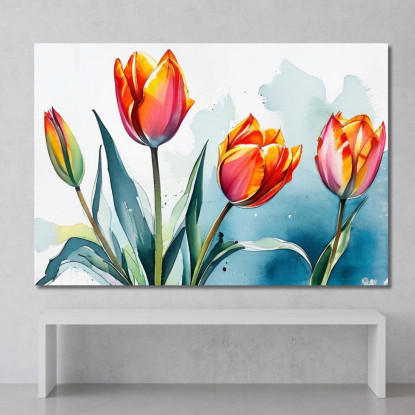 Quadro Tulipani Arancioni E Rosa Quadro Moderno Fiori Astratti flp39 quadro stampato su tela