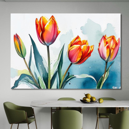 Quadro Tulipani Arancioni E Rosa Quadro Moderno Fiori Astratti flp39 quadro stampato su tela