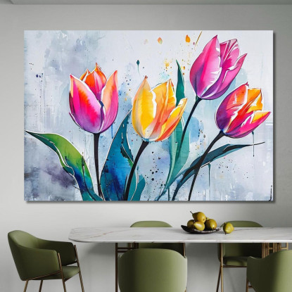 Quadro Tulipani Colorati Sfondo Astratto Quadro Moderno Fiori Astratti flp42 quadro stampato su tela