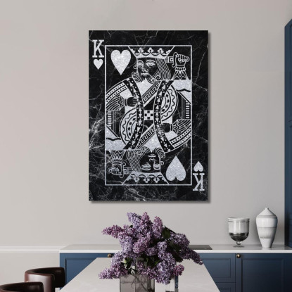 Quadro Carte Da Gioco Re Di Cuori Argento plc9 quadro stampato su tela